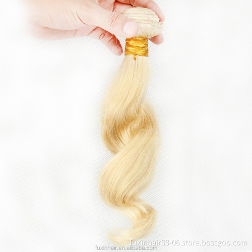 40 Inch Russian Blonde Weave Virgin Raw Straight Human Hair Machine Double Weft 613 Bundles